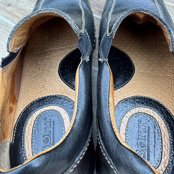Born Mens black Leather slip on Shoes size 10.5 - Picture 4 of 11